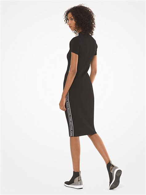 michael michael kors logo tape ribbed knit dress|Michael Kors ruffle dress.